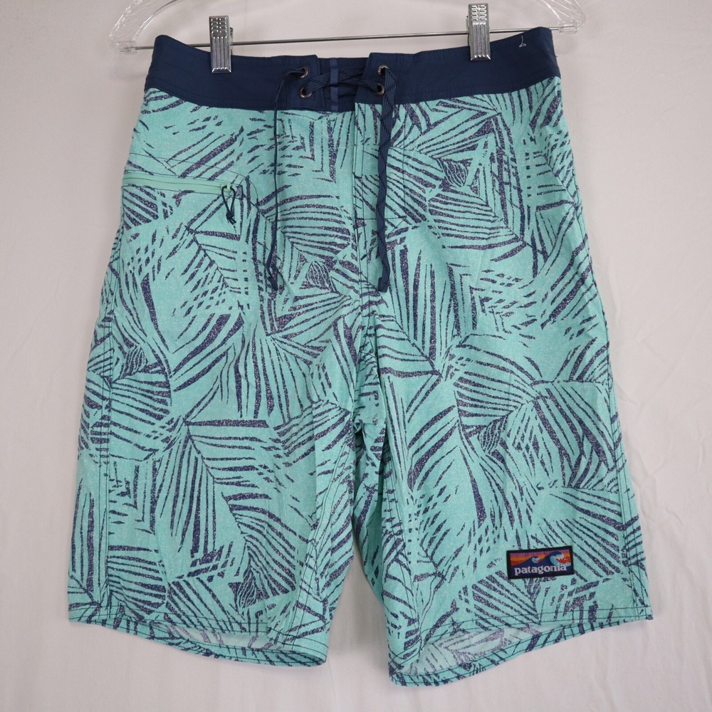 Patagonia Board Shorts Mens 29 Surf Swim Beach Trunks Tropical Palm Stretch Flex - Picture 1 of 9